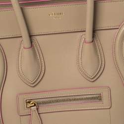 Pre Owned Celine Beige Leather Micro Luggage Tote