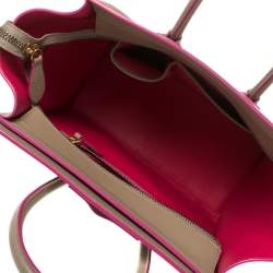 Pre Owned Celine Beige Leather Micro Luggage Tote