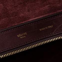 Pre Owned Celine Burgundy/Beige Leather and Suede Medium Trapeze Bag