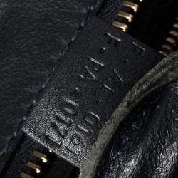 Pre Owned Celine Beige/Navy Blue Suede and Leather Micro Luggage Tote