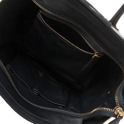 Pre Owned Celine Beige/Navy Blue Suede and Leather Micro Luggage Tote