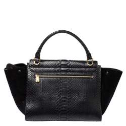 مملوكة مسبقًا Celine Black Python and Suede Medium Trapeze Top Handle Bag