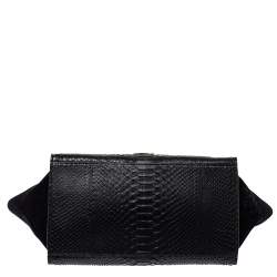مملوكة مسبقًا Celine Black Python and Suede Medium Trapeze Top Handle Bag