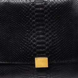 مملوكة مسبقًا Celine Black Python and Suede Medium Trapeze Top Handle Bag