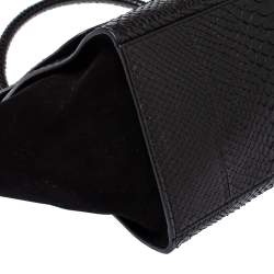 مملوكة مسبقًا Celine Black Python and Suede Medium Trapeze Top Handle Bag
