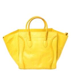 Pre Owned Celine Yellow Python Medium Phantom Luggage Tote