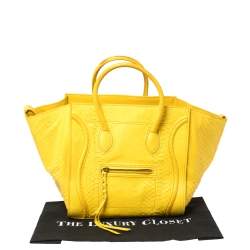Pre Owned Celine Yellow Python Medium Phantom Luggage Tote