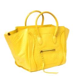 Pre Owned Celine Yellow Python Medium Phantom Luggage Tote