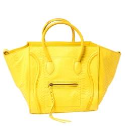 Pre Owned Celine Yellow Python Medium Phantom Luggage Tote