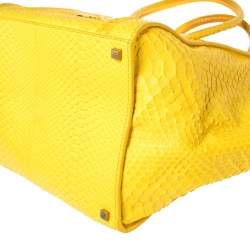 Pre Owned Celine Yellow Python Medium Phantom Luggage Tote