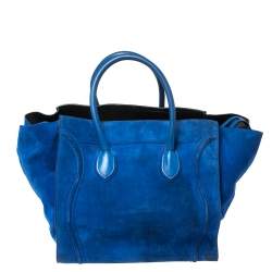 Pre Owned Celine Blue Suede and Leather Large Phantom Luggage Tote