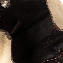 Pre Owned Celine Brown/Beige Canvas and Croc Embossed Leather Boogie Tassel Tote