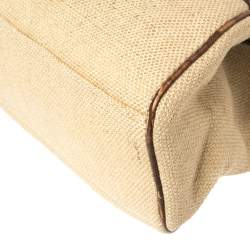 Pre Owned Celine Brown/Beige Canvas and Croc Embossed Leather Boogie Tassel Tote