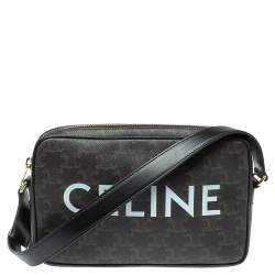 Celine Black Triomphe Coated Canvas Medium Messenger Bag Celine