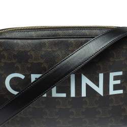 Pre Owned Celine Black Triomphe Coated Canvas Medium Messenger Bag