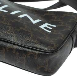 Pre Owned Celine Black Triomphe Coated Canvas Medium Messenger Bag