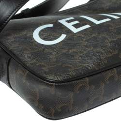 Pre Owned Celine Black Triomphe Coated Canvas Medium Messenger Bag