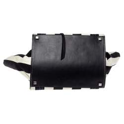 Pre Owned Celine Black/White Striped Canvas and Leather Medium Phantom Luggage Tote