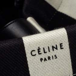 Pre Owned Celine Black/White Striped Canvas and Leather Medium Phantom Luggage Tote