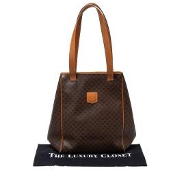 Pre Owned Celine Brown Macadam Coated Canvas and Leather Open Tote