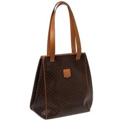 Pre Owned Celine Brown Macadam Coated Canvas and Leather Open Tote