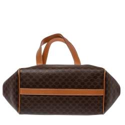 Pre Owned Celine Brown Macadam Coated Canvas and Leather Open Tote