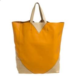 Pre Owned Celine Orange/Yellow Leather Vertical Cabas Tote