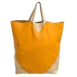 Pre Owned Celine Orange/Yellow Leather Vertical Cabas Tote