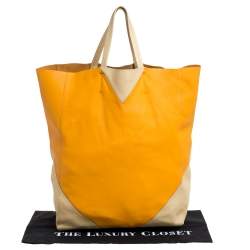 Pre Owned Celine Orange/Yellow Leather Vertical Cabas Tote