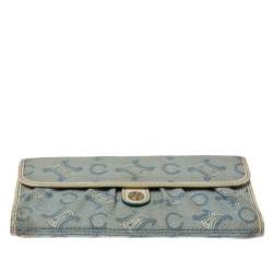 Celine Blue Macadam Denim and Leather Trim Continental Wallet