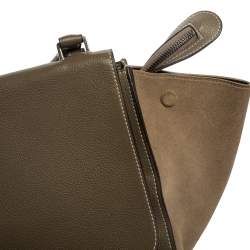 Pre Owned Celine Brown Leather and Suede Medium Trapeze Top Handle Bag