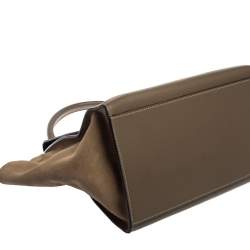 Pre Owned Celine Brown Leather and Suede Medium Trapeze Top Handle Bag