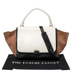 Pre Owned Celine Tri Color Leather and Suede Medium Trapeze Top Handle Bag