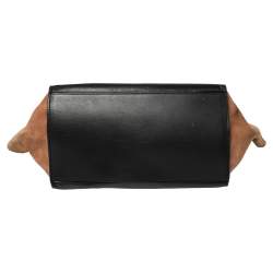 Pre Owned Celine Tri Color Leather and Suede Medium Trapeze Top Handle Bag