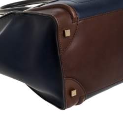 Pre Owned Celine Tri Color Leather Mini Luggage Tote