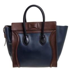 Pre Owned Celine Tri Color Leather Mini Luggage Tote