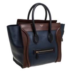 Pre Owned Celine Tri Color Leather Mini Luggage Tote
