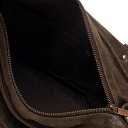 Pre Owned Celine Dark Brown Nubuck Leather Buckle Flap Tote