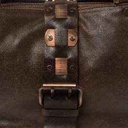 Pre Owned Celine Dark Brown Nubuck Leather Buckle Flap Tote