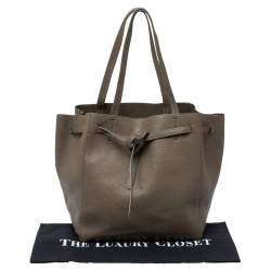 Pre Owned Celine Grey Leather Small Cabas Phantom Tote