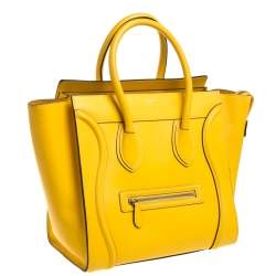 Pre Owned Celine Yellow Leather Mini Luggage Tote 