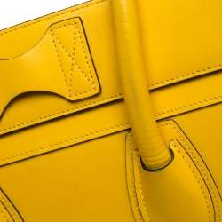 Pre Owned Celine Yellow Leather Mini Luggage Tote 