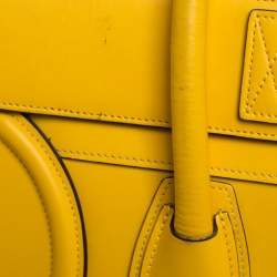 Pre Owned Celine Yellow Leather Mini Luggage Tote 