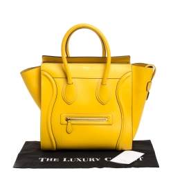 Pre Owned Celine Yellow Leather Mini Luggage Tote 