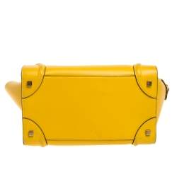 Pre Owned Celine Yellow Leather Mini Luggage Tote 