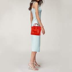 Pre Owned Celine Orange Leather Nano Luggage Tote