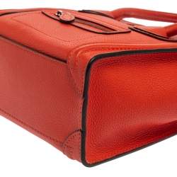 Pre Owned Celine Orange Leather Nano Luggage Tote