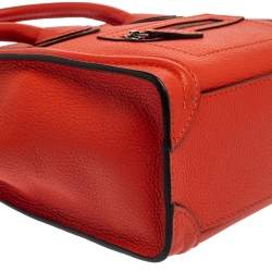 Pre Owned Celine Orange Leather Nano Luggage Tote