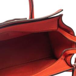 Pre Owned Celine Orange Leather Nano Luggage Tote