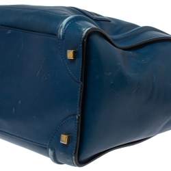 Pre Owned Celine Blue/Black Leather Mini Luggage Tote